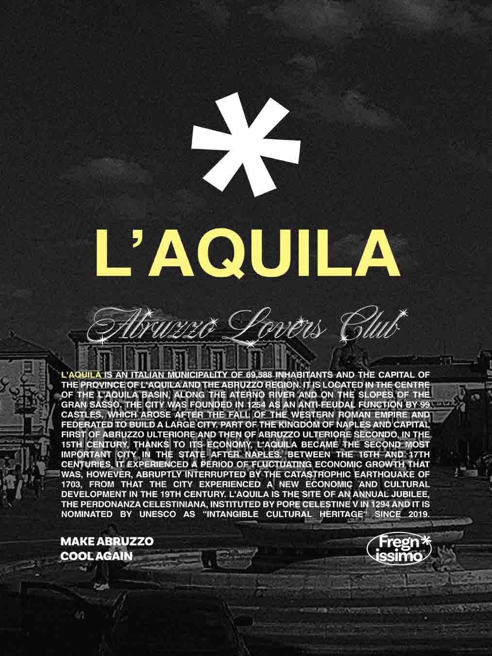 Poster 50x70cm - L'AQUILA - ABRUZZO LOVERS CLUB - Fregnissimo®